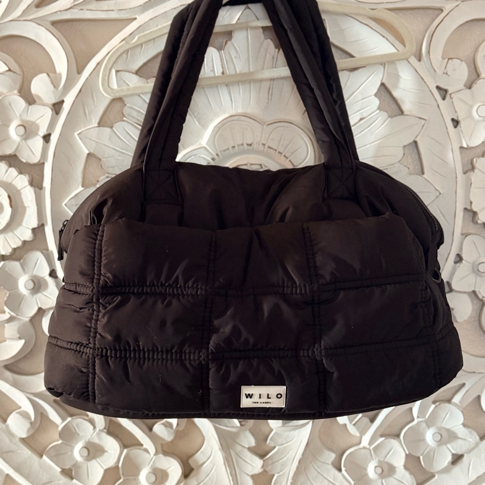 Wilo the label puffer Black Quilted Women's weekender tote bag